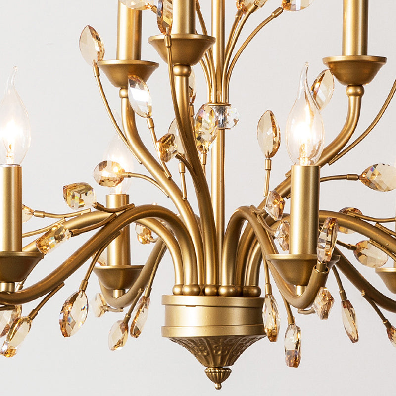 Traditional French Iron & Crystal Branch Chandelier - 6/9/12 Light Options for Living Room & Bedroom Decor