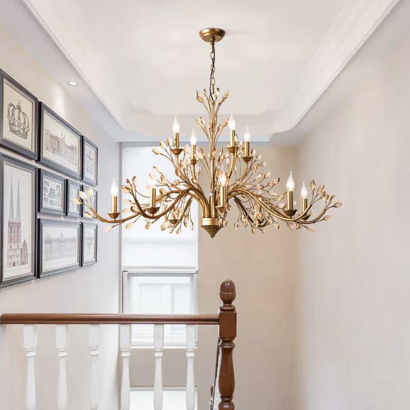 Traditional French Iron & Crystal Branch Chandelier - 6/9/12 Light Options for Living Room & Bedroom Decor