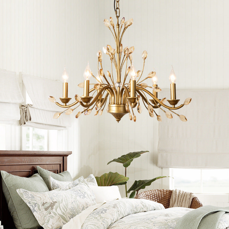 Traditional French Iron & Crystal Branch Chandelier - 6/9/12 Light Options for Living Room & Bedroom Decor