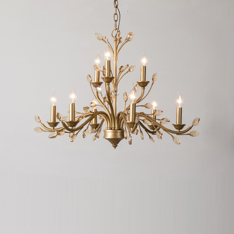 Traditional French Iron & Crystal Branch Chandelier - 6/9/12 Light Options for Living Room & Bedroom Decor