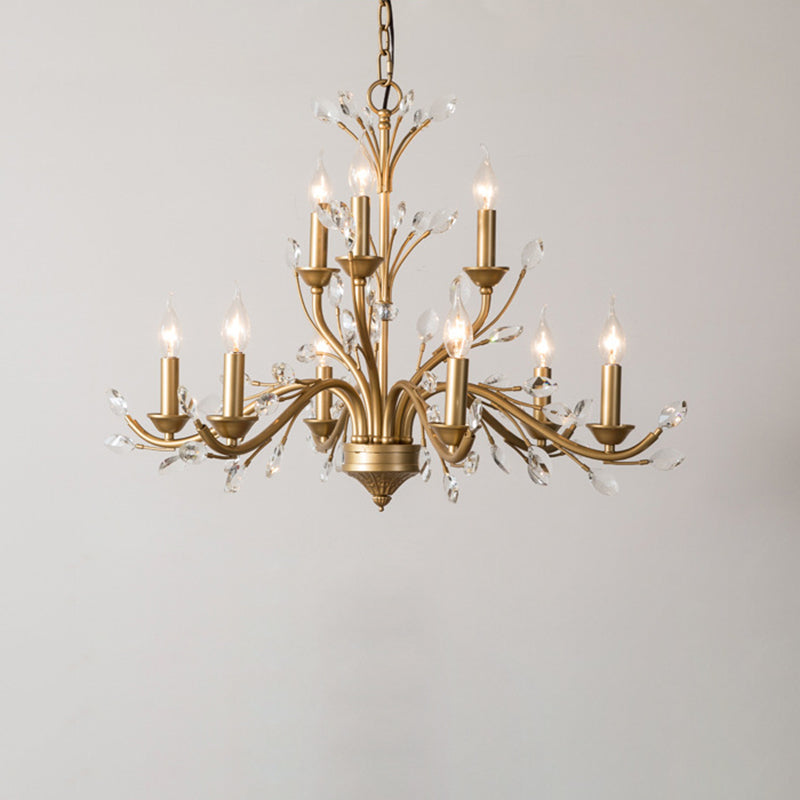 Traditional French Iron & Crystal Branch Chandelier - 6/9/12 Light Options for Living Room & Bedroom Decor