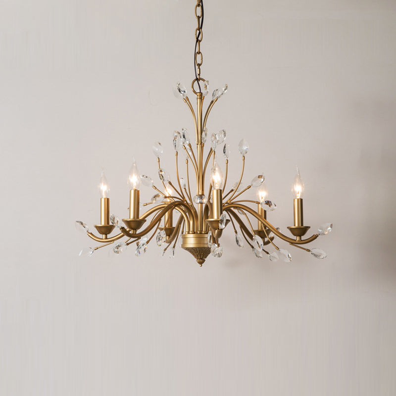 Traditional French Iron & Crystal Branch Chandelier - 6/9/12 Light Options for Living Room & Bedroom Decor