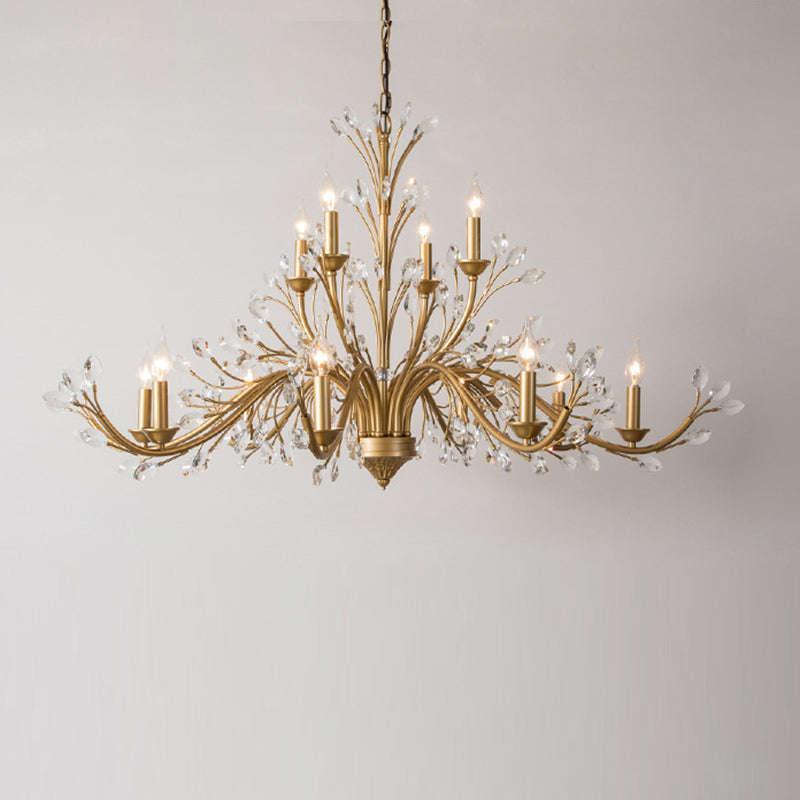 Traditional French Iron & Crystal Branch Chandelier - 6/9/12 Light Options for Living Room & Bedroom Decor