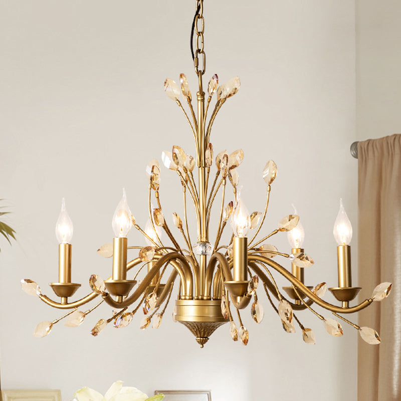 Traditional French Iron & Crystal Branch Chandelier - 6/9/12 Light Options for Living Room & Bedroom Decor