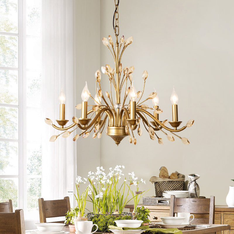 Traditional French Iron & Crystal Branch Chandelier - 6/9/12 Light Options for Living Room & Bedroom Decor