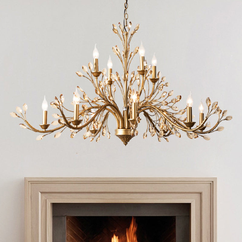 Traditional French Iron & Crystal Branch Chandelier - 6/9/12 Light Options for Living Room & Bedroom Decor