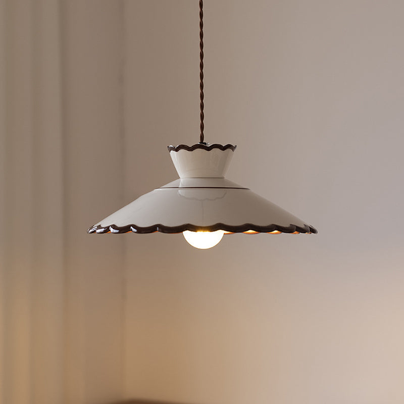 Traditional French Ceramic & Iron Cone Pendant Light for Bedroom & Living Room