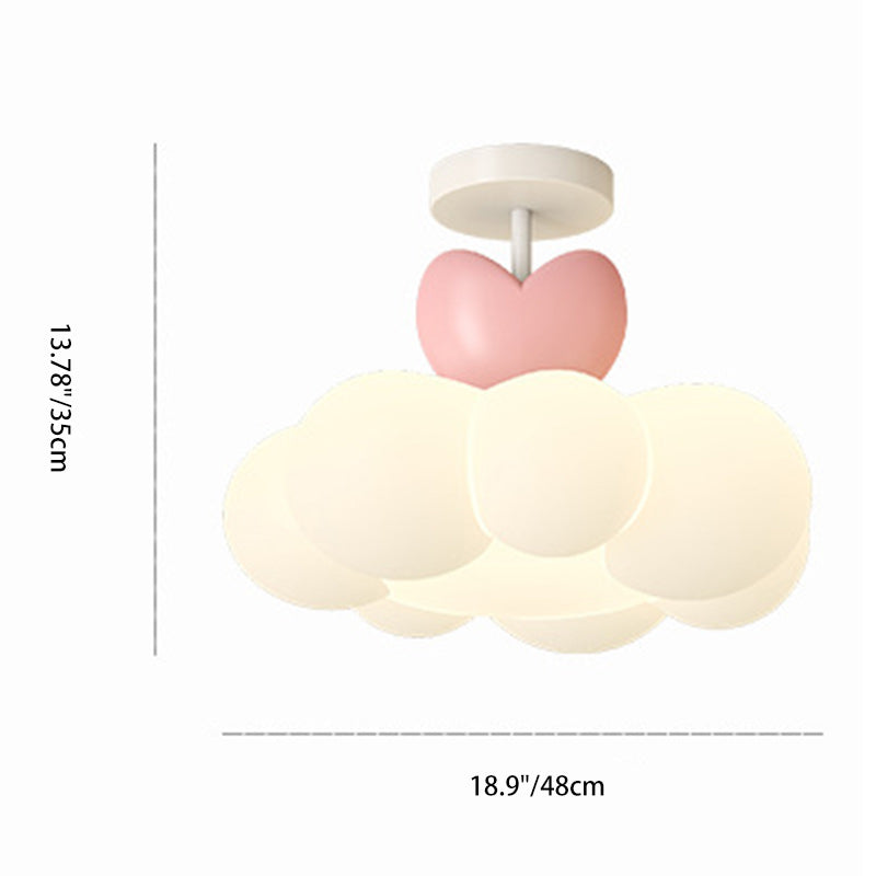 Contemporary Iron & PE Cloud-Shaped LED Semi-Flush Mount Light for Bedroom & Living Room