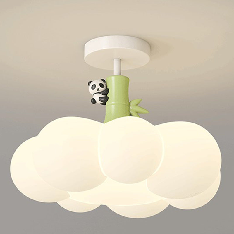Contemporary Iron & PE Cloud-Shaped LED Semi-Flush Mount Light for Bedroom & Living Room