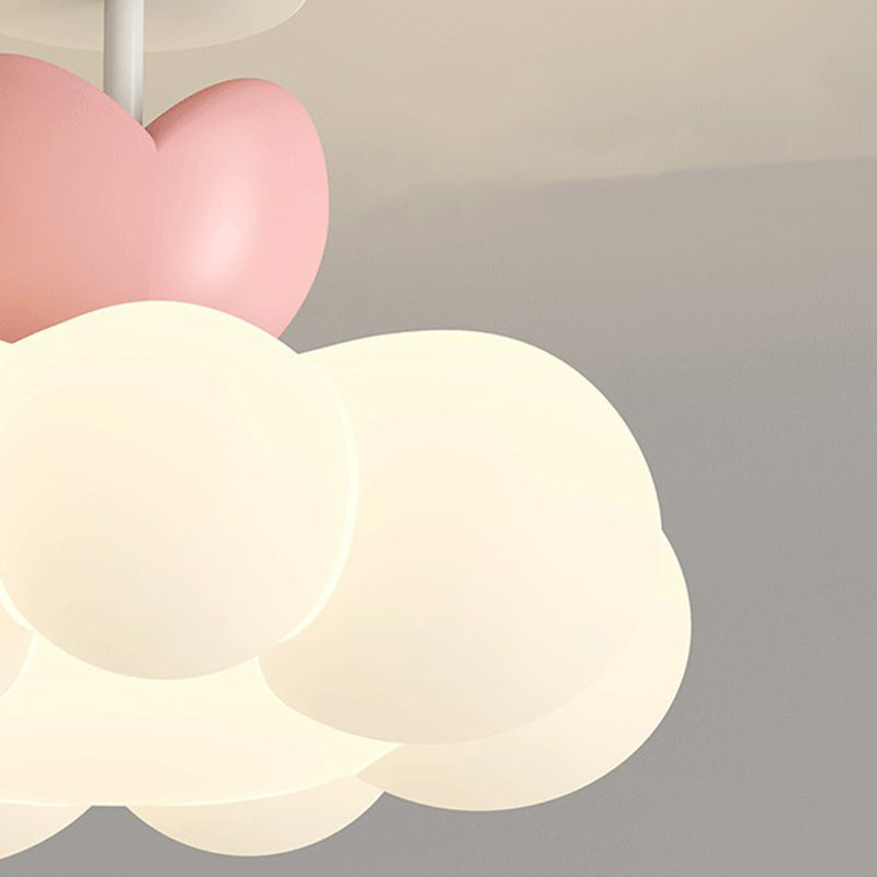 Contemporary Iron & PE Cloud-Shaped LED Semi-Flush Mount Light for Bedroom & Living Room