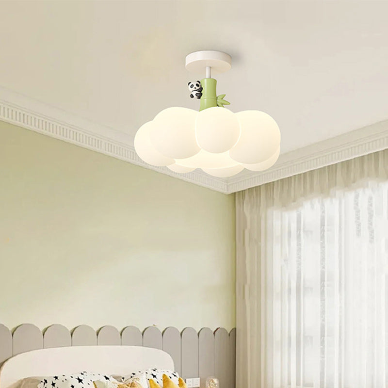 Contemporary Iron & PE Cloud-Shaped LED Semi-Flush Mount Light for Bedroom & Living Room