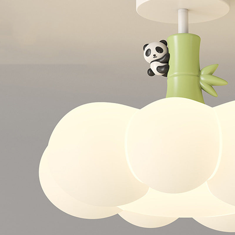 Contemporary Iron & PE Cloud-Shaped LED Semi-Flush Mount Light for Bedroom & Living Room