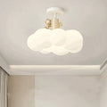 Contemporary Iron & PE Cloud-Shaped LED Semi-Flush Mount Light for Bedroom & Living Room