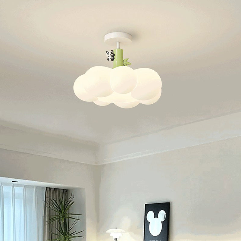 Contemporary Iron & PE Cloud-Shaped LED Semi-Flush Mount Light for Bedroom & Living Room