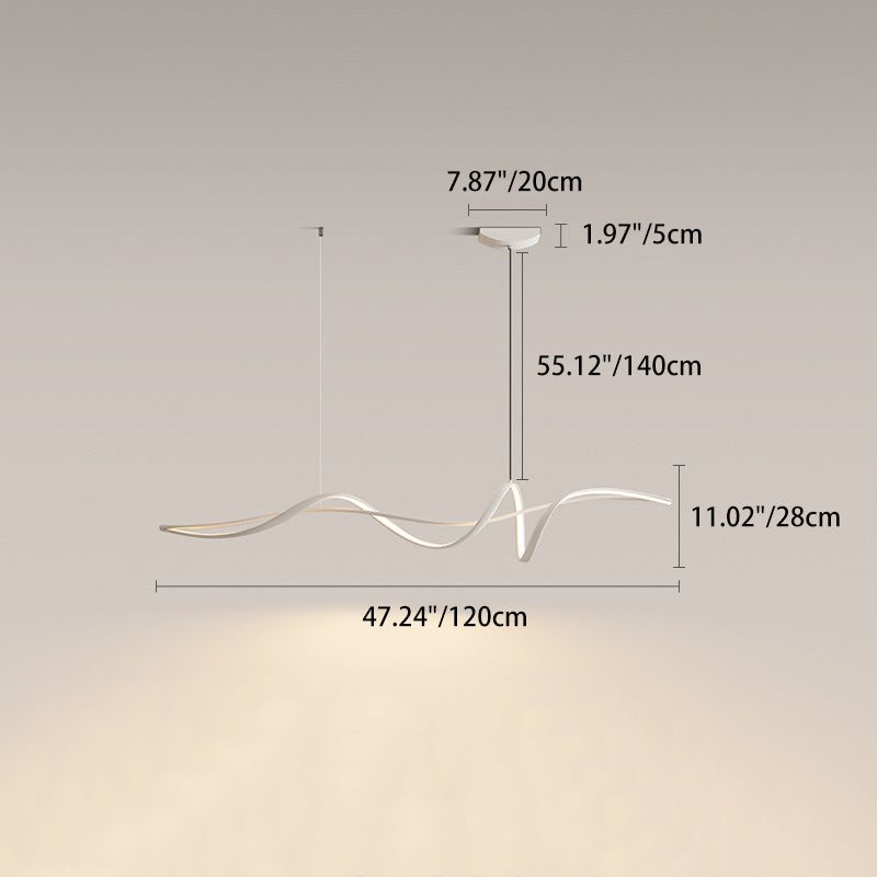 Modern Minimalist Curved LED Island Chandelier - Aluminum & Iron for Dining, Bedroom, Living Room