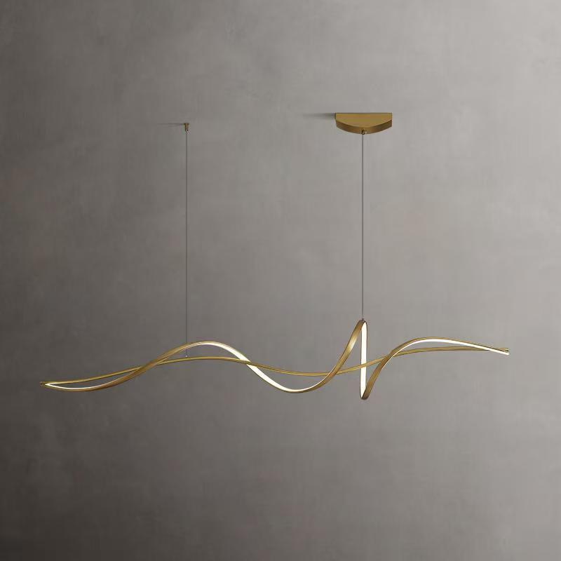 Modern Minimalist Curved LED Island Chandelier - Aluminum & Iron for Dining, Bedroom, Living Room