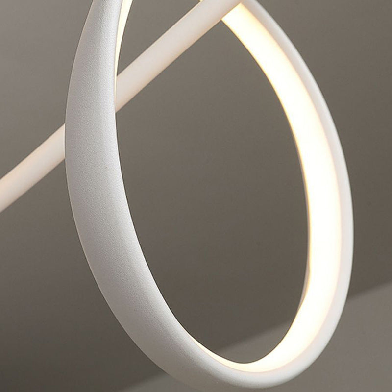 Modern Minimalist Curved LED Island Chandelier - Aluminum & Iron for Dining, Bedroom, Living Room
