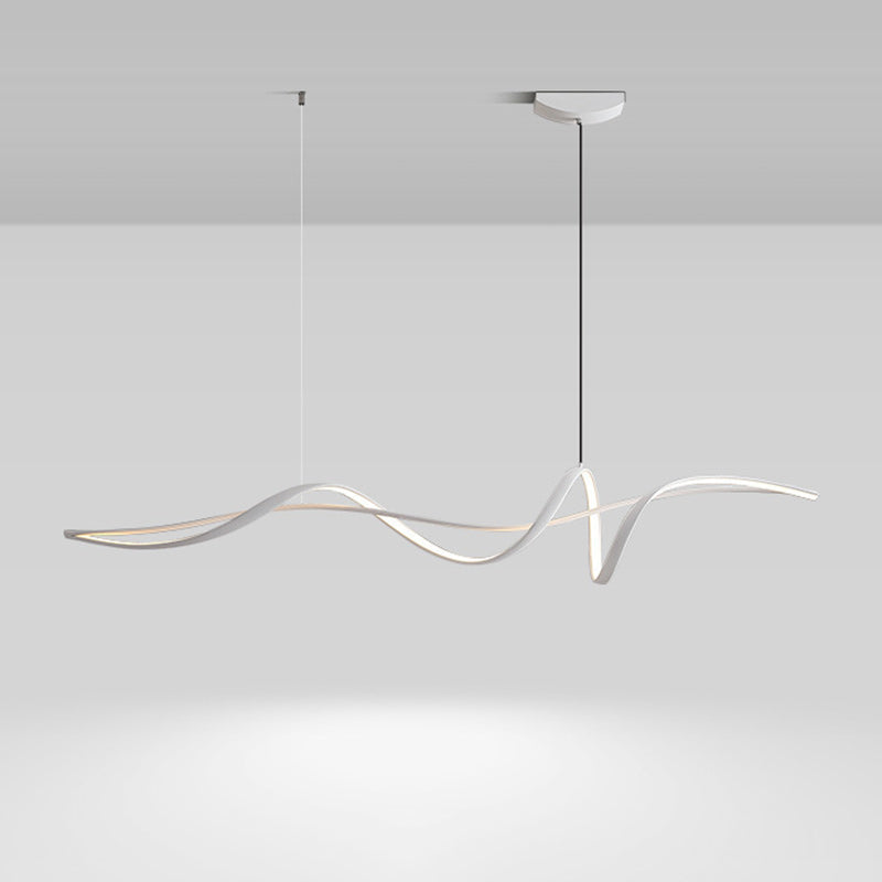 Modern Minimalist Curved LED Island Chandelier - Aluminum & Iron for Dining, Bedroom, Living Room