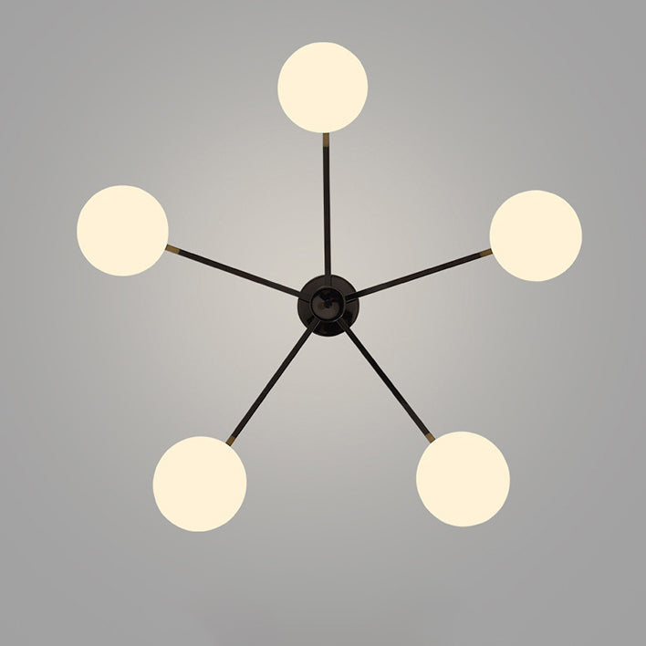 Modern Minimalist Iron & Glass Oval Branch Semi-Flush Mount Ceiling Light - 3/5-Light Design for Bedroom & Living Room