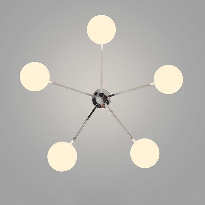 Modern Minimalist Iron & Glass Oval Branch Semi-Flush Mount Ceiling Light - 3/5-Light Design for Bedroom & Living Room