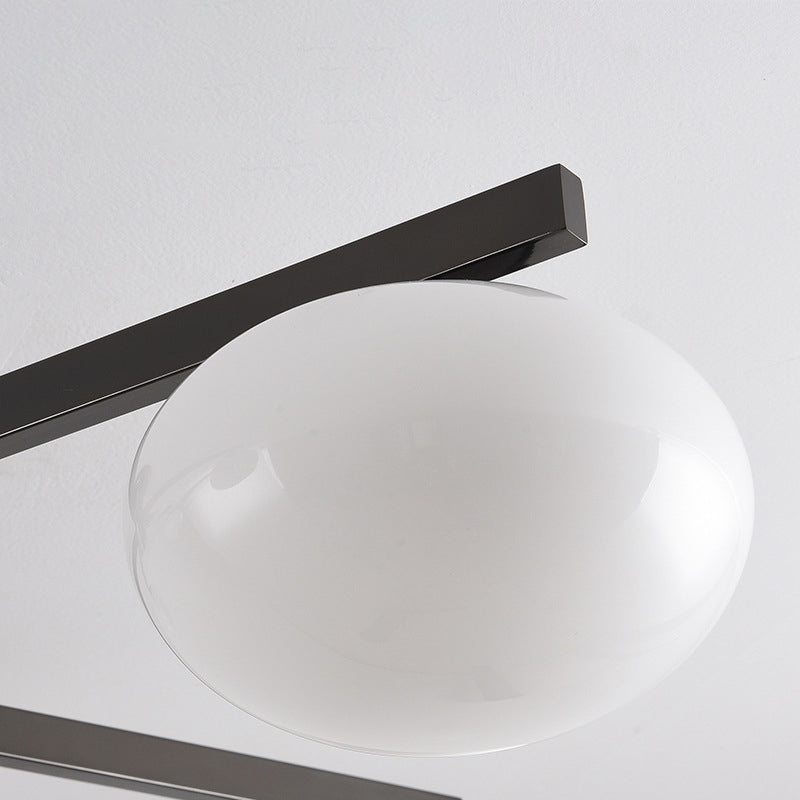 Modern Minimalist Iron & Glass Oval Branch Semi-Flush Mount Ceiling Light - 3/5-Light Design for Bedroom & Living Room