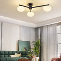 Modern Minimalist Iron & Glass Oval Branch Semi-Flush Mount Ceiling Light - 3/5-Light Design for Bedroom & Living Room