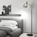 Contemporary Nordic Iron & Marble Glass Floor Lamp - Adjustable 1-Light for Living Room & Bedroom