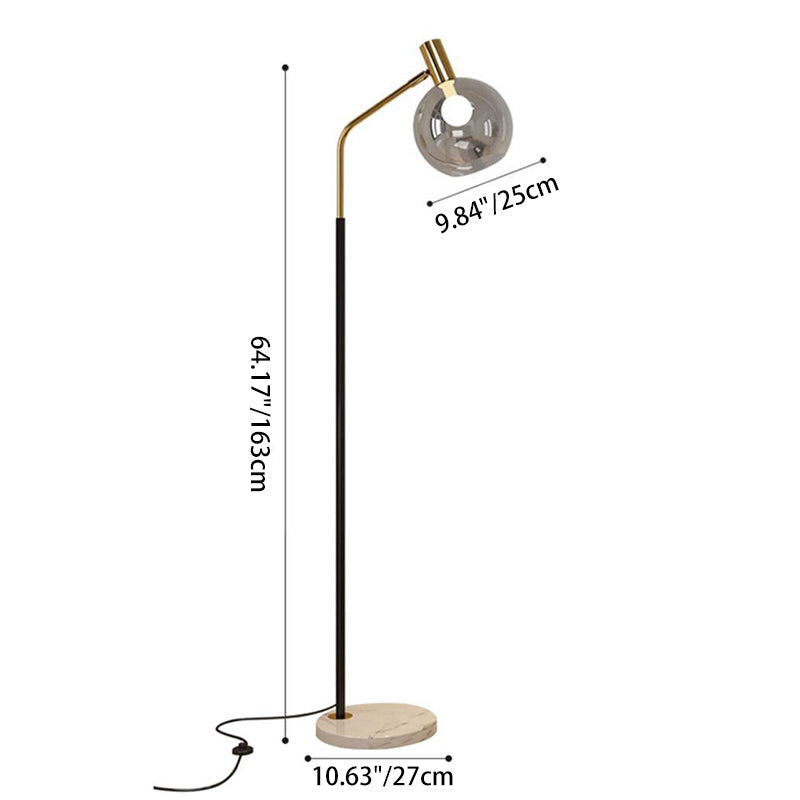Contemporary Nordic Iron & Marble Glass Floor Lamp - Adjustable 1-Light for Living Room & Bedroom
