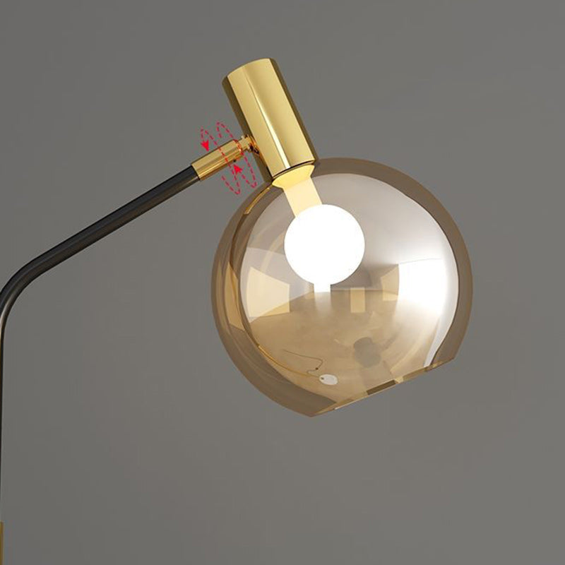 Contemporary Nordic Iron & Marble Glass Floor Lamp - Adjustable 1-Light for Living Room & Bedroom