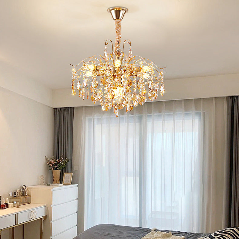 Traditional French Crystal & Iron Teardrop Chandelier - 8/10/12/15-Light Elegance for Bedroom & Living Room