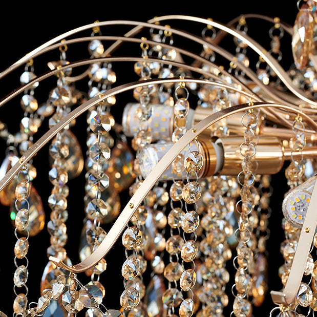 Traditional French Crystal & Iron Teardrop Chandelier - 8/10/12/15-Light Elegance for Bedroom & Living Room