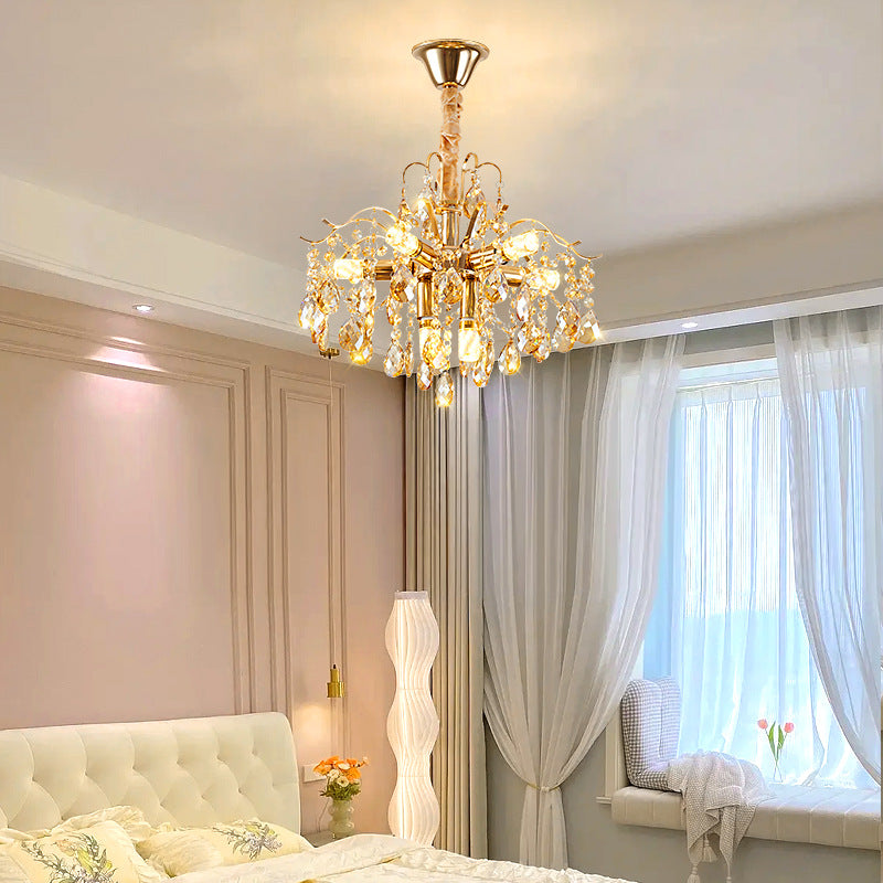Traditional French Crystal & Iron Teardrop Chandelier - 8/10/12/15-Light Elegance for Bedroom & Living Room
