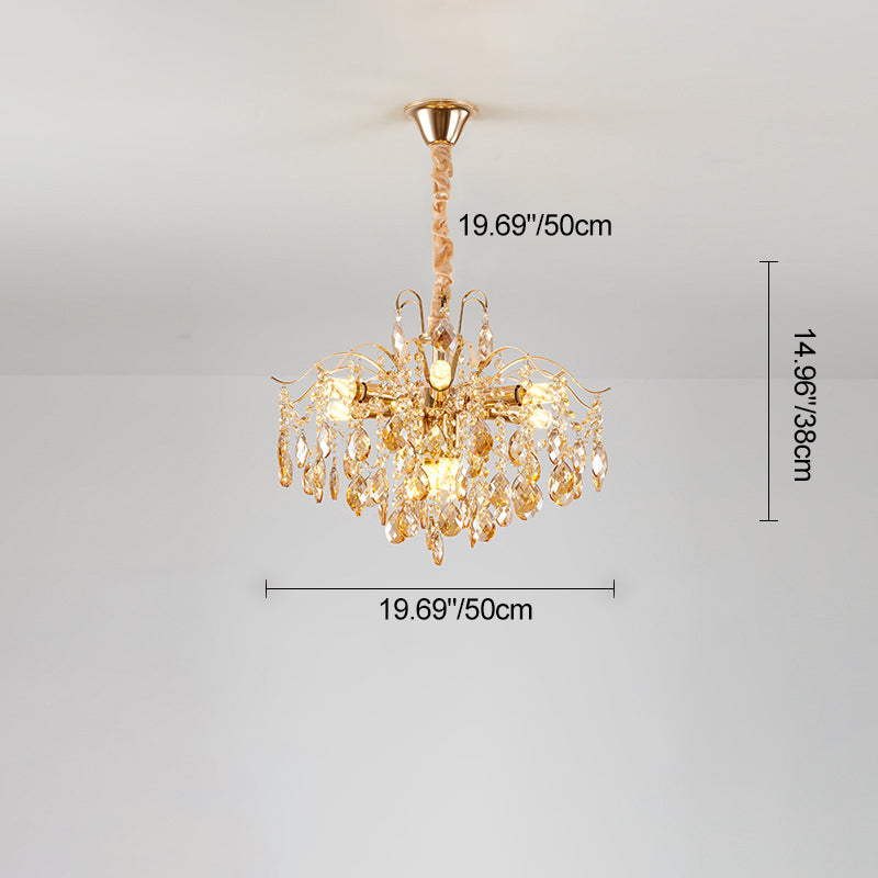 Traditional French Crystal & Iron Teardrop Chandelier - 8/10/12/15-Light Elegance for Bedroom & Living Room