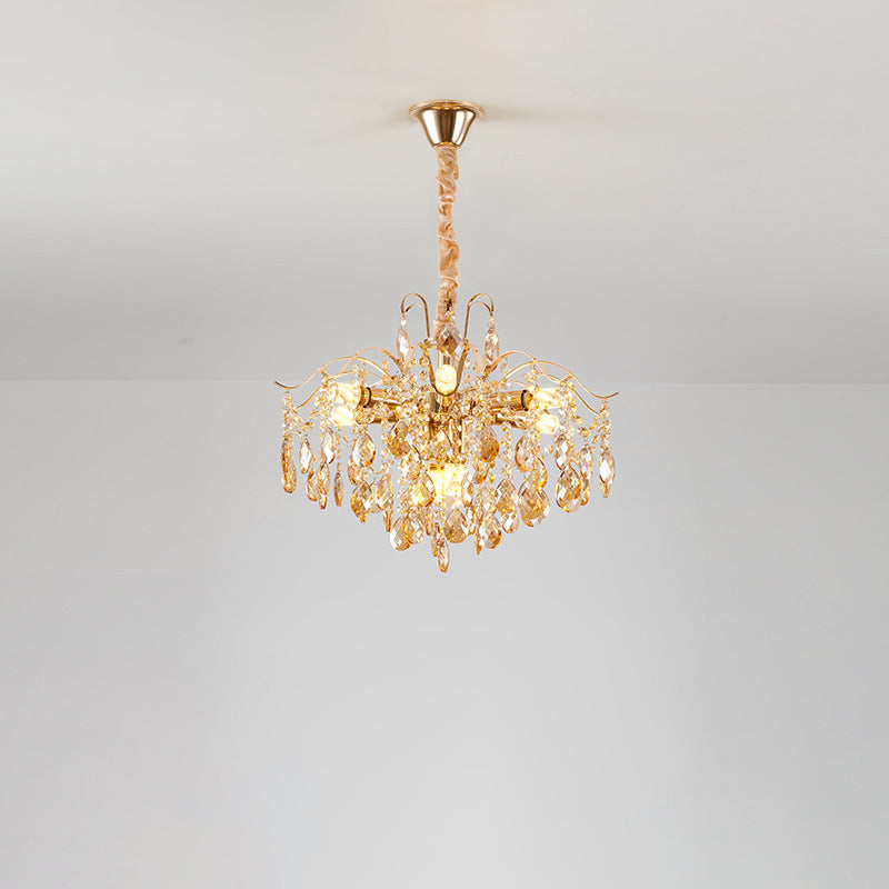 Traditional French Crystal & Iron Teardrop Chandelier - 8/10/12/15-Light Elegance for Bedroom & Living Room