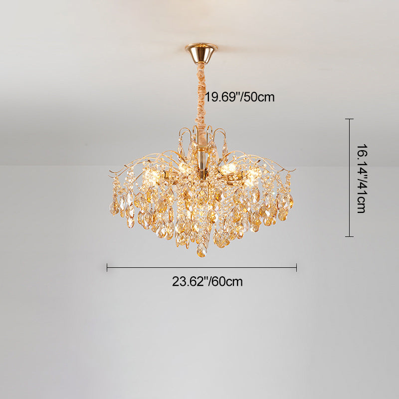 Traditional French Crystal & Iron Teardrop Chandelier - 8/10/12/15-Light Elegance for Bedroom & Living Room