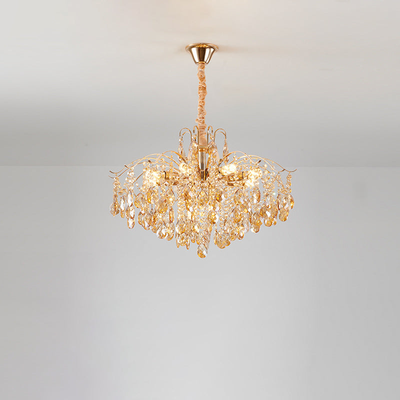 Traditional French Crystal & Iron Teardrop Chandelier - 8/10/12/15-Light Elegance for Bedroom & Living Room