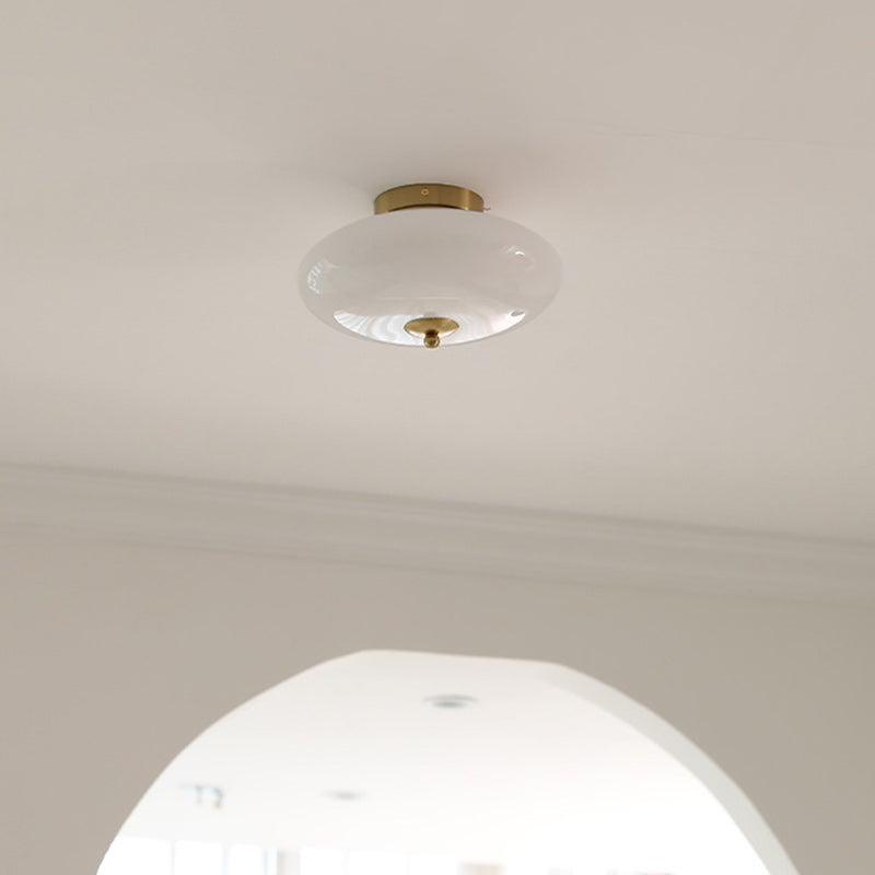 Modern Mid-Century Iron & Glass Oval LED Semi-Flush Mount Ceiling Light