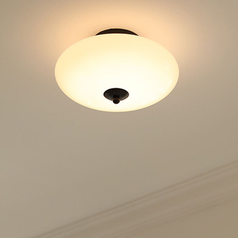 Modern Mid-Century Iron & Glass Oval LED Semi-Flush Mount Ceiling Light