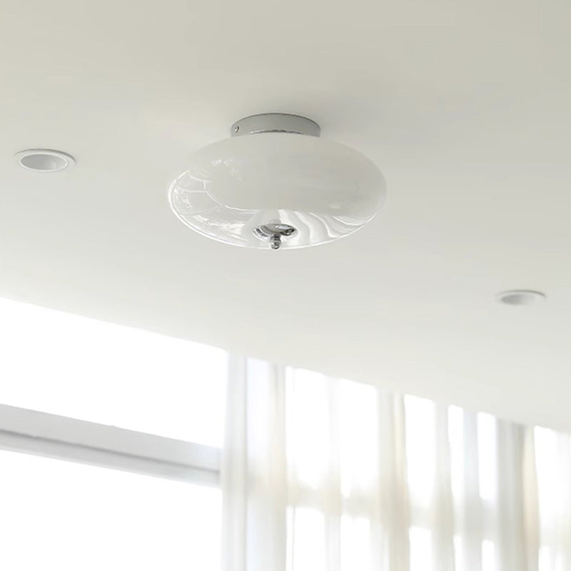 Modern Mid-Century Iron & Glass Oval LED Semi-Flush Mount Ceiling Light