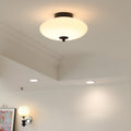Modern Mid-Century Iron & Glass Oval LED Semi-Flush Mount Ceiling Light