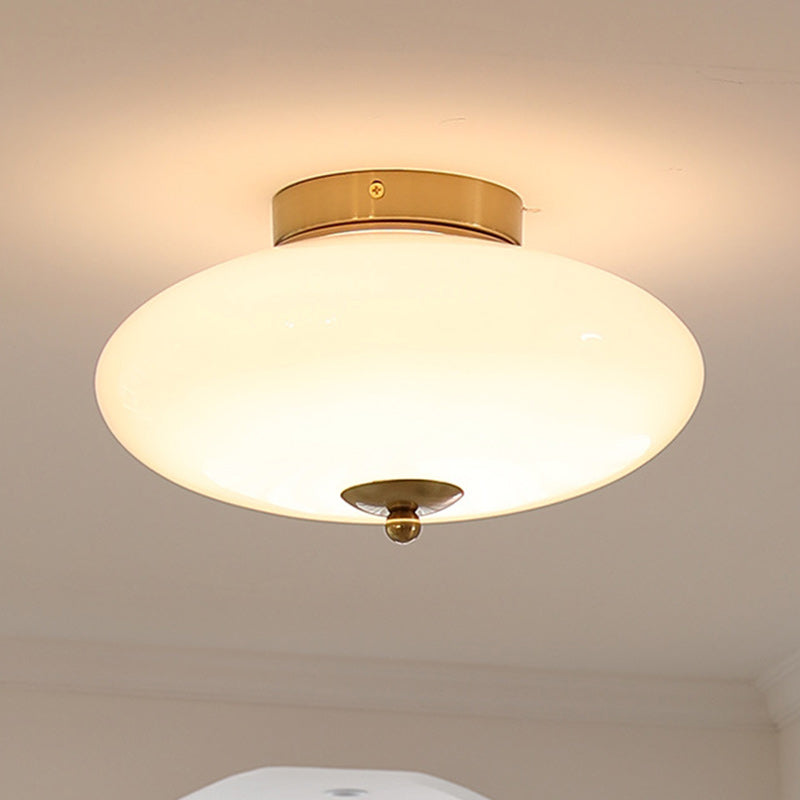 Modern Mid-Century Iron & Glass Oval LED Semi-Flush Mount Ceiling Light