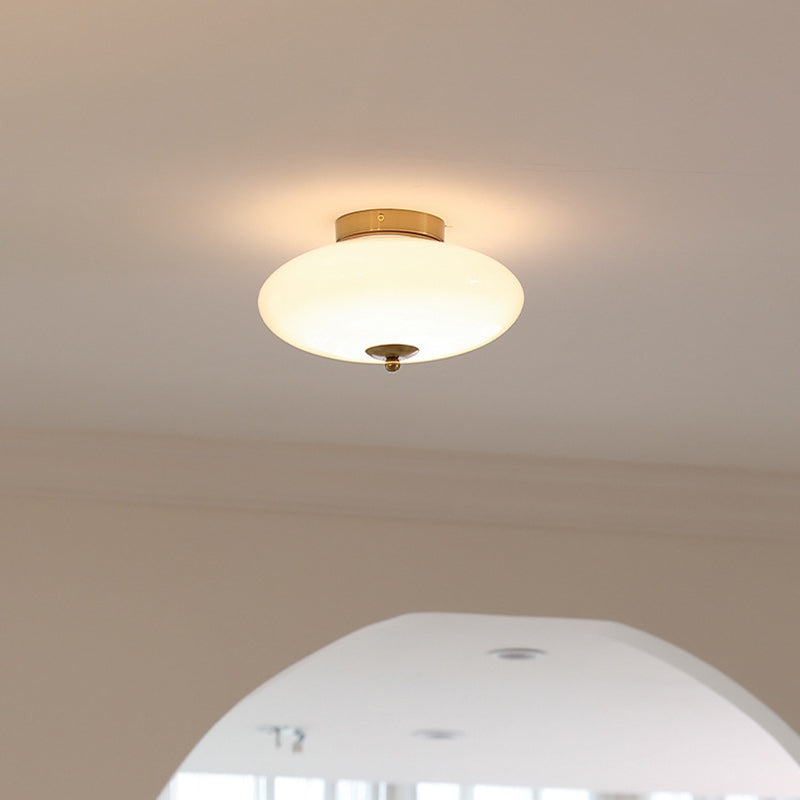Modern Mid-Century Iron & Glass Oval LED Semi-Flush Mount Ceiling Light