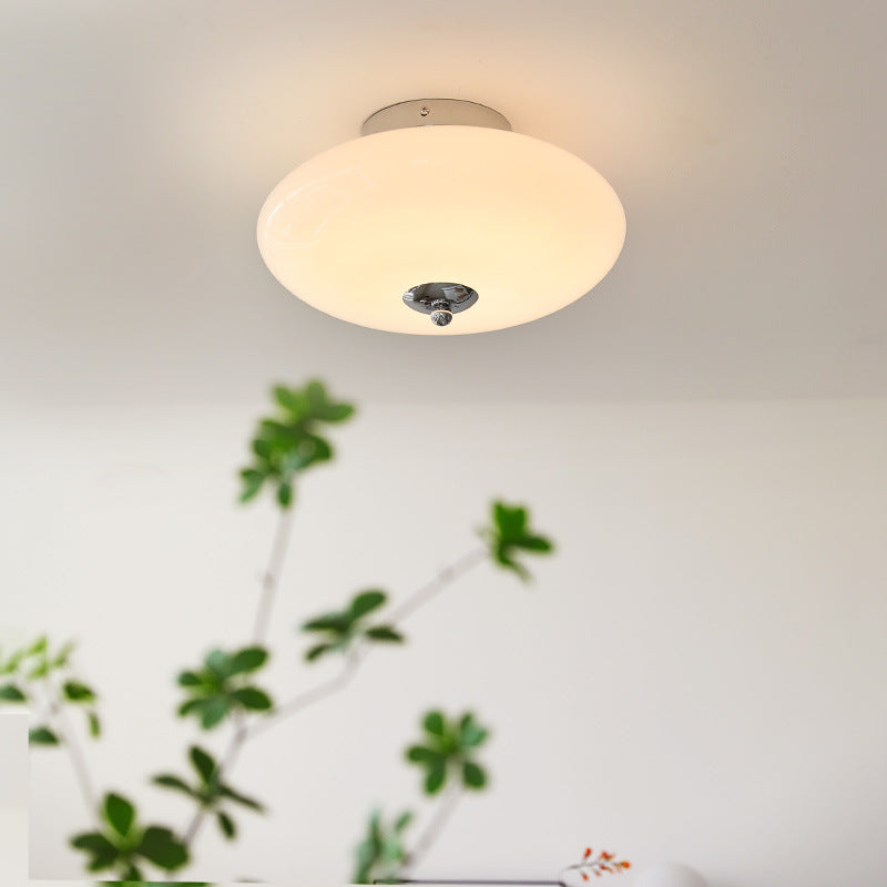 Modern Mid-Century Iron & Glass Oval LED Semi-Flush Mount Ceiling Light