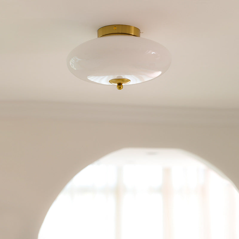 Modern Mid-Century Iron & Glass Oval LED Semi-Flush Mount Ceiling Light