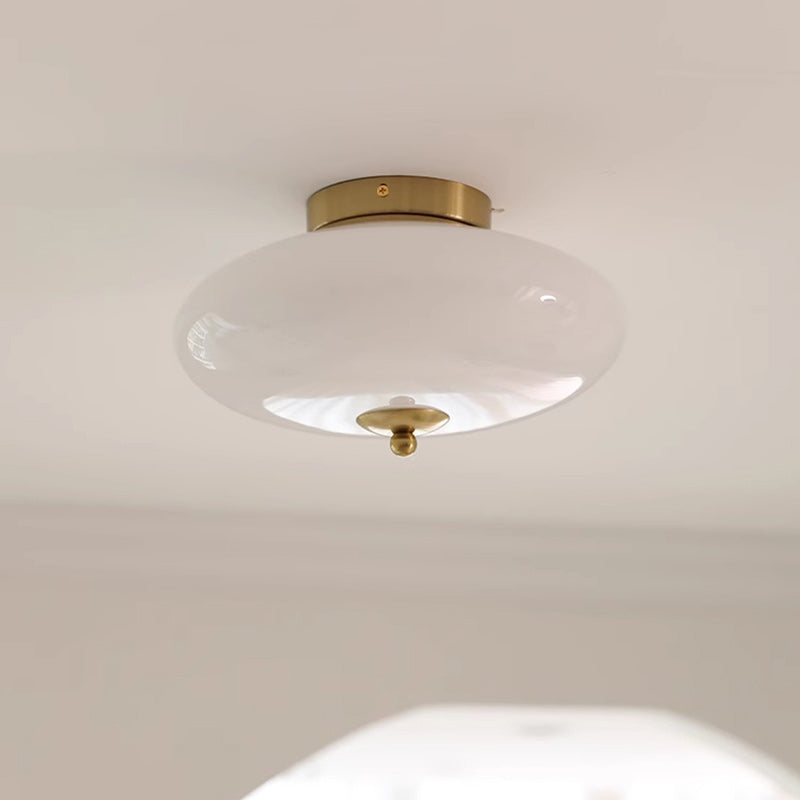 Modern Mid-Century Iron & Glass Oval LED Semi-Flush Mount Ceiling Light