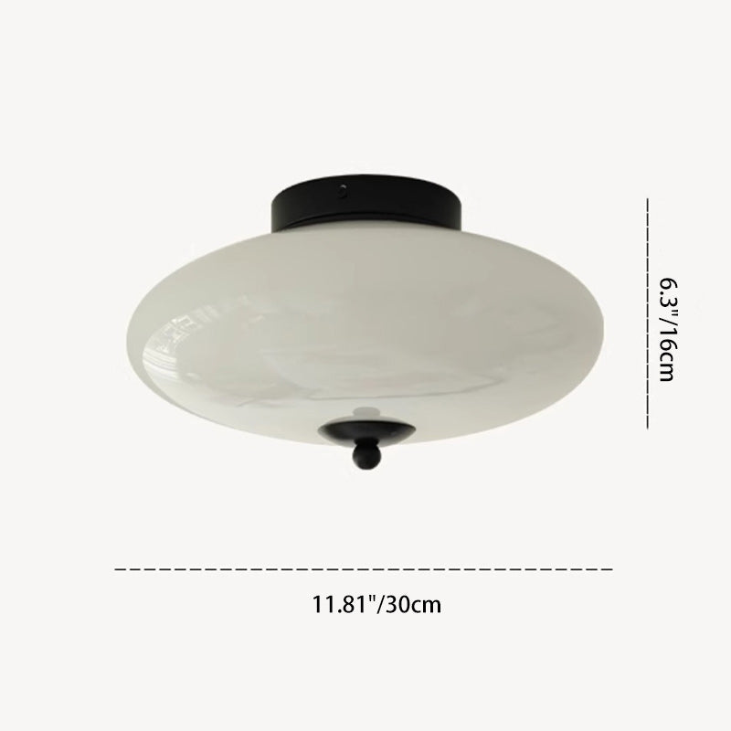 Modern Mid-Century Iron & Glass Oval LED Semi-Flush Mount Ceiling Light