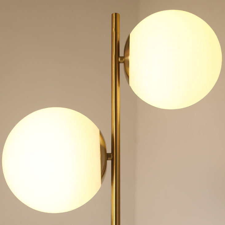 Contemporary Nordic Marble Metal & Glass 2-Light Floor Lamp for Living Room & Bedroom