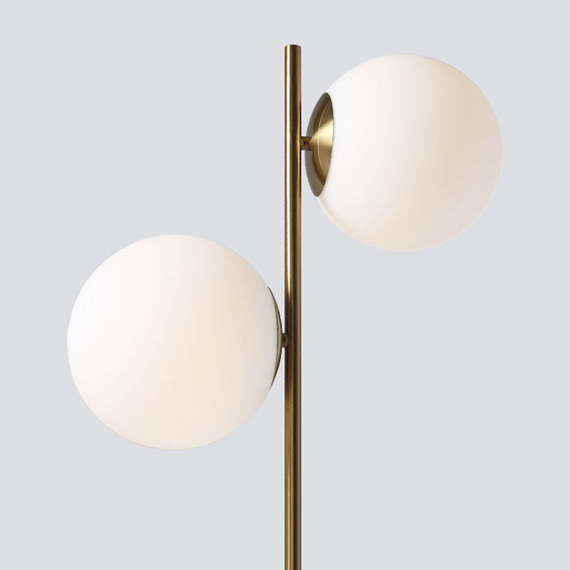 Contemporary Nordic Marble Metal & Glass 2-Light Floor Lamp for Living Room & Bedroom