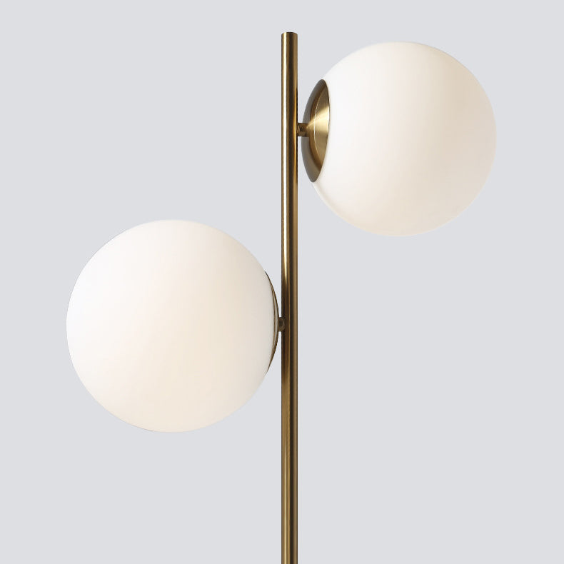 Contemporary Nordic Marble Metal & Glass 2-Light Floor Lamp for Living Room & Bedroom