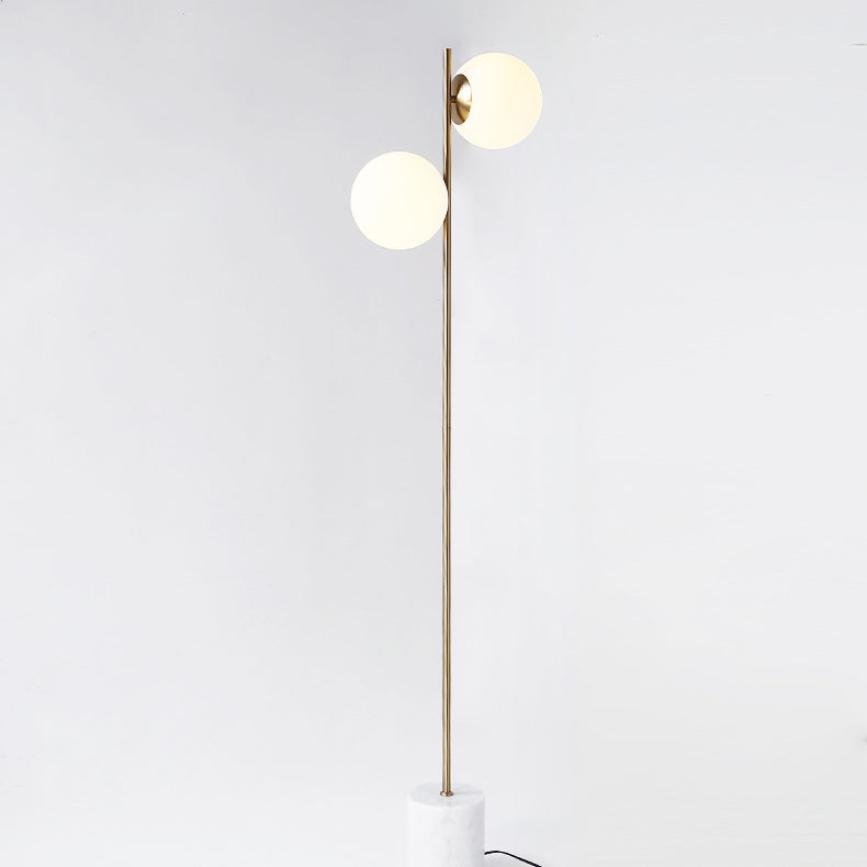 Contemporary Nordic Marble Metal & Glass 2-Light Floor Lamp for Living Room & Bedroom